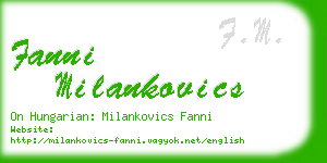 fanni milankovics business card